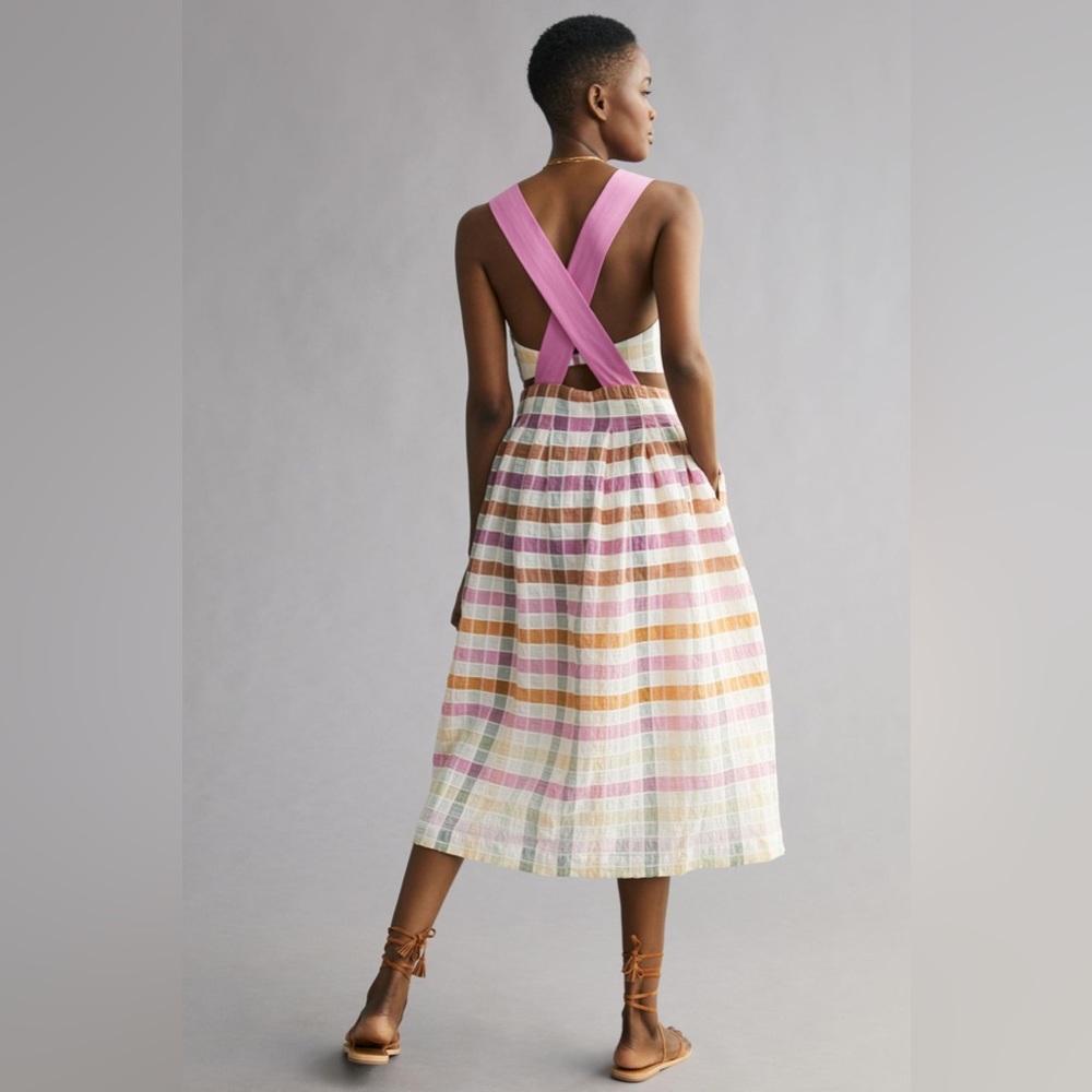 Anthropologie Maeve Ombré Plaid Midi Sundress- NWOT - Picture 3 of 7